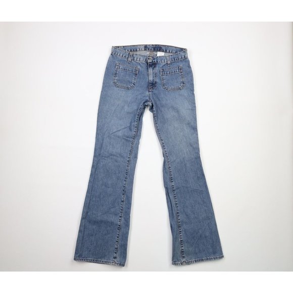 Vintage Y2K 2001 Gap Womens Size 6 Distressed Flared Wide Leg Denim Jeans USA
